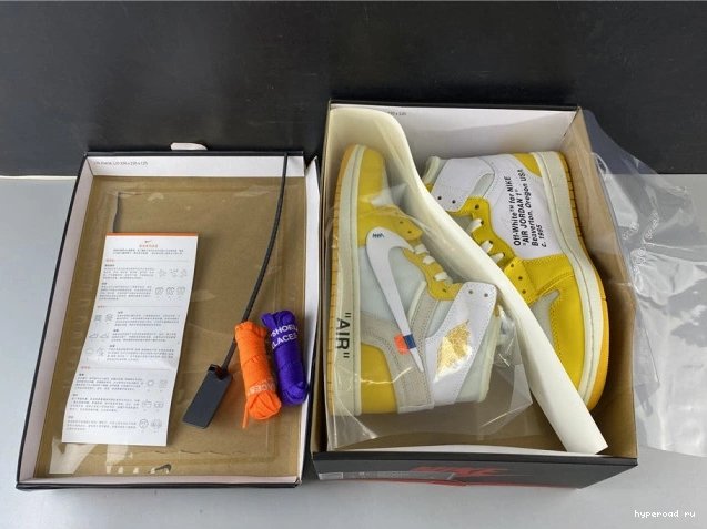 NRG Air Dark Yellow-Cone 1 Off-White AQ0818-149 Powder Jordan White x 1019